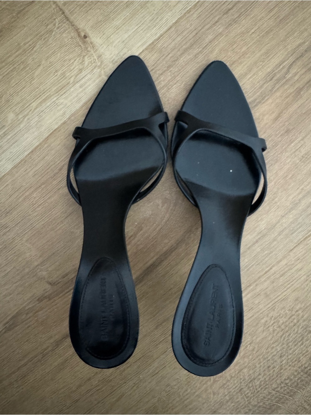 Saint Laurent Black Open Toe Kitten Heel